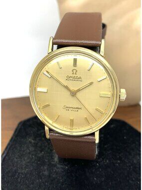 Omega Seamaster 499.068 Men's Watch Vintage 1966 Swiss Automatic Gold Dial 34mm